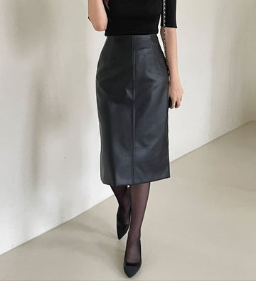 Roel Leather H-Line Skirt